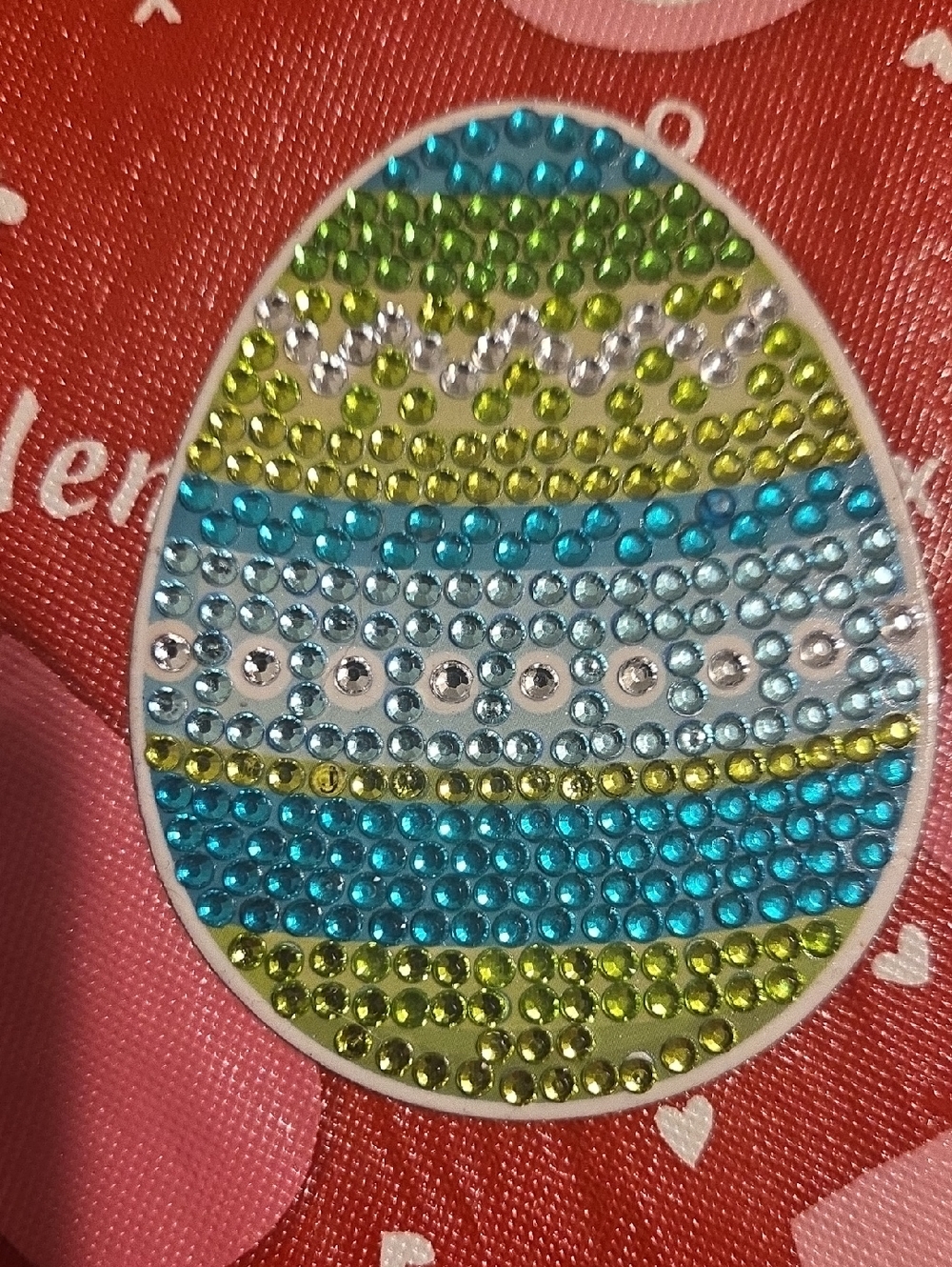 Handmade Embellished Rhinestone Easter Egg Magnet in Blue, Green & Silver